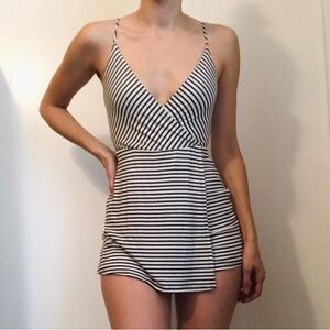 Urban Outfitters Black and White Striped Romper size S mini romper
